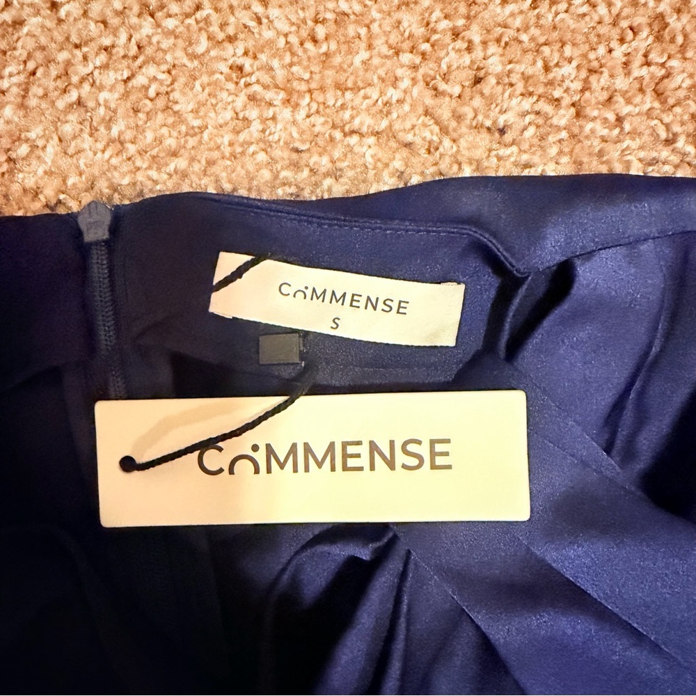 NWT COMMENSE Metal Detail Long-Sleeve Ruched Maxi Dress in navy women size small - Picture 7 of 15